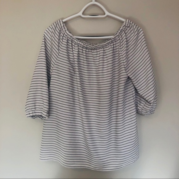 Striped Off The Shoulders Blouse - Picture 2 of 5